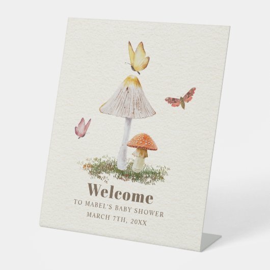 Boterflies Woodland Natuur Baby shower P Reclamebord Met Voetstuk (Voorkant)