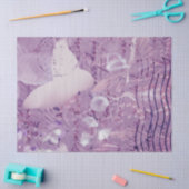 Boterfly Antiek Floral Paars Script Tissuepapier (Craft)