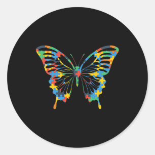 Boterfly Autism Awareness of Puzzle Gift Ronde Sticker