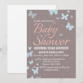 Boterfly Baby shower Invitation Kaart (Voorkant / Achterkant)