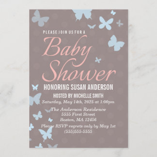Boterfly Baby shower Invitation Kaart