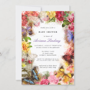 Boterfly Baby shower Invitation Kaart