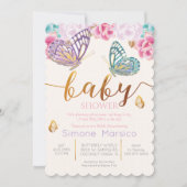 Boterfly Baby shower Invitation Kaart (Voorkant)