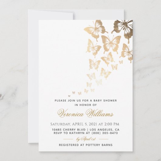 Boterfly Baby shower Invitation Kaart (Voorkant)
