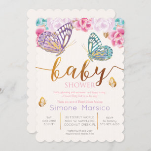 Boterfly-Baby shower-uitnodiging Kaart
