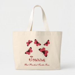 Boterfly Best preschool Teacher Ever Cadeautje Grote Tote Bag