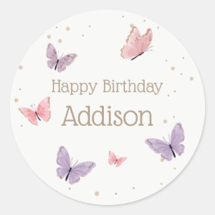 Boterfly Birthday Classic Round Sticker