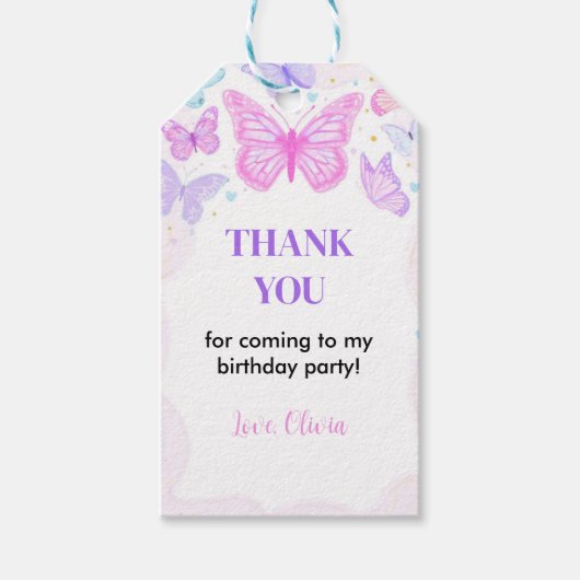 Boterfly Birthday Dank u Label Cadeaulabel (Voorkant)