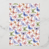 Boterfly Birthday Folie Uitnodiging (Achterkant)