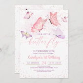 Boterfly Birthday Invitation Kaart (Voorkant / Achterkant)