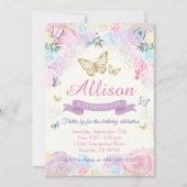 Boterfly Birthday Invitation Kaart (Voorkant)