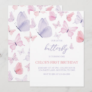 Boterfly Birthday Invitation Kaart