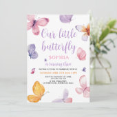 Boterfly Birthday Invitation Kaart (Staand voorkant)