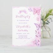Boterfly Birthday Invitation Kaart (Staand voorkant)