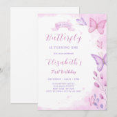 Boterfly Birthday Invitation Kaart (Voorkant / Achterkant)