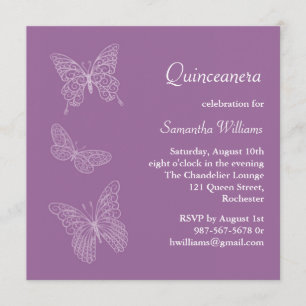 Boterfly Birthday Invitation (paars) Kaart