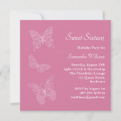 Boterfly Birthday Invitation (roze) Kaart (Voorkant)