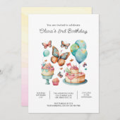 Boterfly Birthday Party Invitations Kaart (Voorkant / Achterkant)