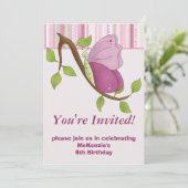 Boterfly Birthday Party Invitations Kaart (Staand voorkant)