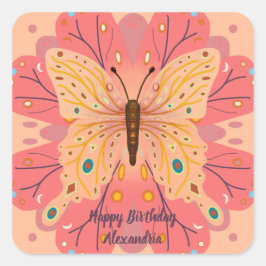Boterfly Birthday Vierkante Sticker