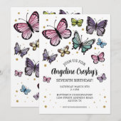 Boterfly Birthday Waterverf Glitter Download Kaart (Voorkant / Achterkant)