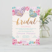 Boterfly Bridal Shower Invitation Kaart (Staand voorkant)