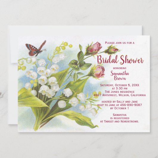 Boterfly Bridal Shower Invitation Kaart (Voorkant)