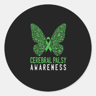 Boterfly Cerebral Palsy Awareness Green Ribbon Ronde Sticker