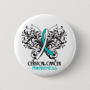 Boterfly Cererical Cancer Awareness Ronde Button 5,7 Cm