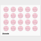 Boterfly Cherry Blossom Pink Glitter Dank u Ronde Sticker (Vel)