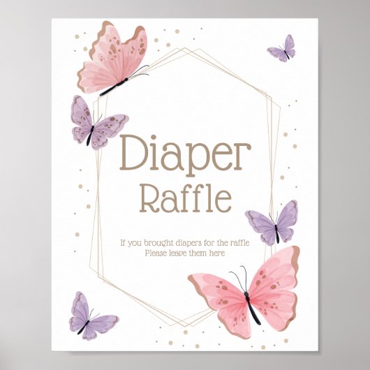Boterfly Diaper Raffle Sign Poster (Voorkant)