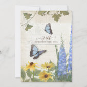 Boterfly Dragonfly Blue White Flowers Weddenschap Kaart (Achterkant)