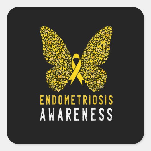 Boterfly Endometriosis Awareness Maand Vierkante Sticker (Voorkant)
