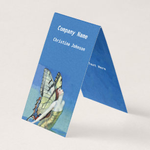 Boterfly Fairy Monarch Wings Golden Dress Blue Visitekaartjes