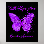 Boterfly Faith Hope Love Overdosis Awareness Poster (Voorkant)