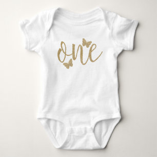 Boterfly First Birthday Faux Glitter Shirt