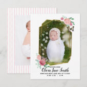 Boterfly Floral Baby Birth Announding Aankondigingskaart (Voorkant / Achterkant)