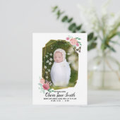 Boterfly Floral Baby Birth Announding Aankondigingskaart (Staand voorkant)