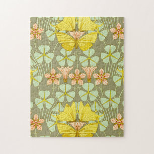 Boterfly Floral Botanical Art Nouveau Legpuzzel