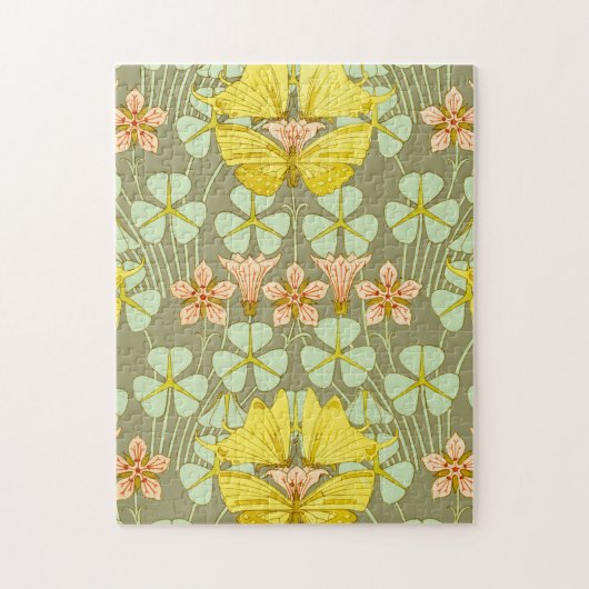 Boterfly Floral Botanical Art Nouveau Legpuzzel (Verticaal)