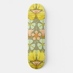 Boterfly Floral Botanical Art Nouveau Skateboard