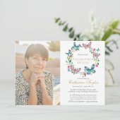 Boterfly Floral Foto's vieren het leven begrafenis Kaart (Staand voorkant)