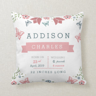 Boterfly Floral Garden Baby Stats Pillow Kussen