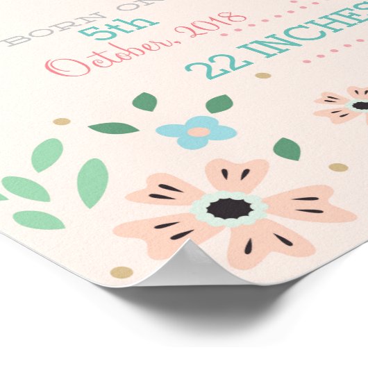 Boterfly Floral Garden Baby Stats Poster (Hoek)