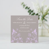 Boterfly Floral Save the Date Invite, Lila (Staand voorkant)
