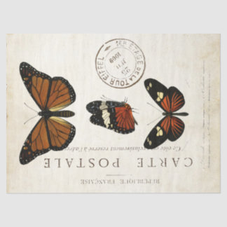 Boterfly  Franse carte Postale ontkoppeling Tissuepapier