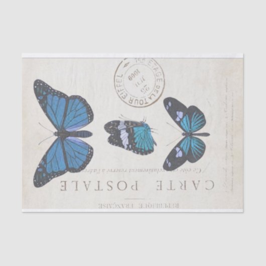 Boterfly  Franse carte Postale ontkoppeling Tissuepapier (Voorkant)