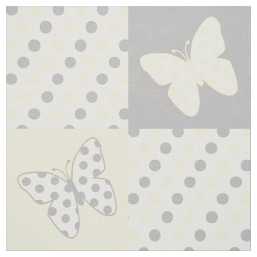 Boterfly Geel Gray Polka Dots Stof (Swatch)