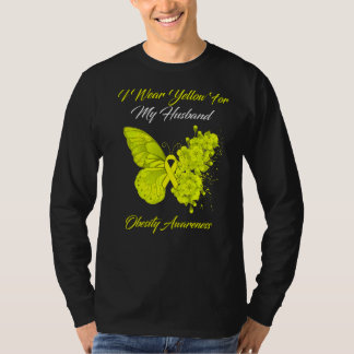 Boterfly ik Draag geel voor mijn man Obesitas Awa T-shirt