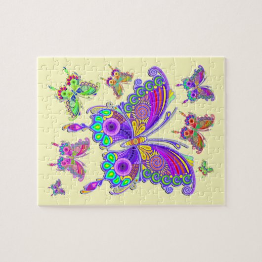 Boterfly kleurrijke Tattoo stijl Legpuzzel (Horizontaal)